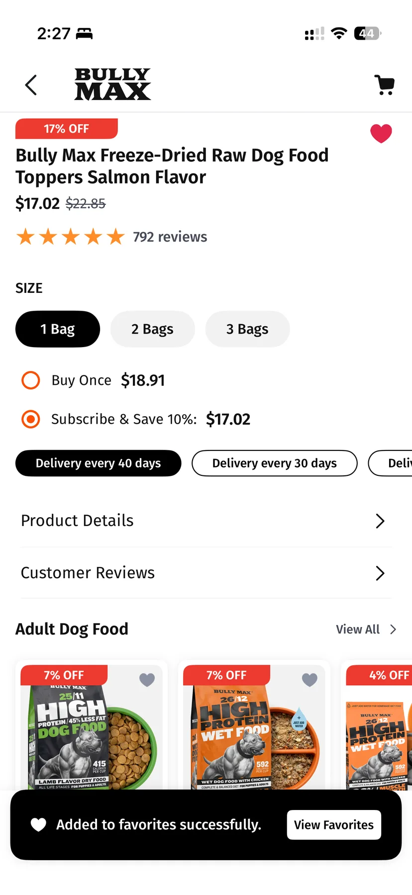 A Bully Max product page with one-off and recurring pricing