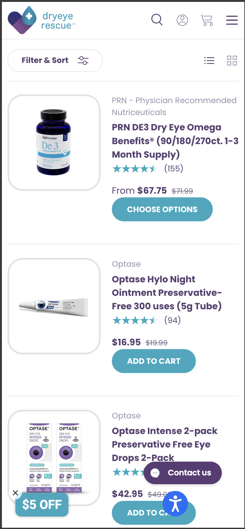 DryEye Rescue consumer product listing