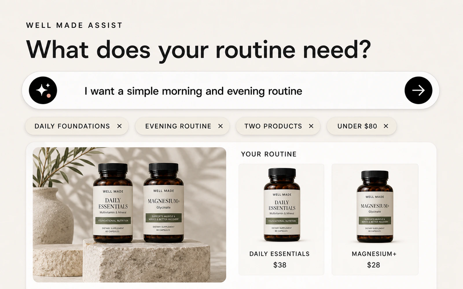 AI-powered commerce search interface