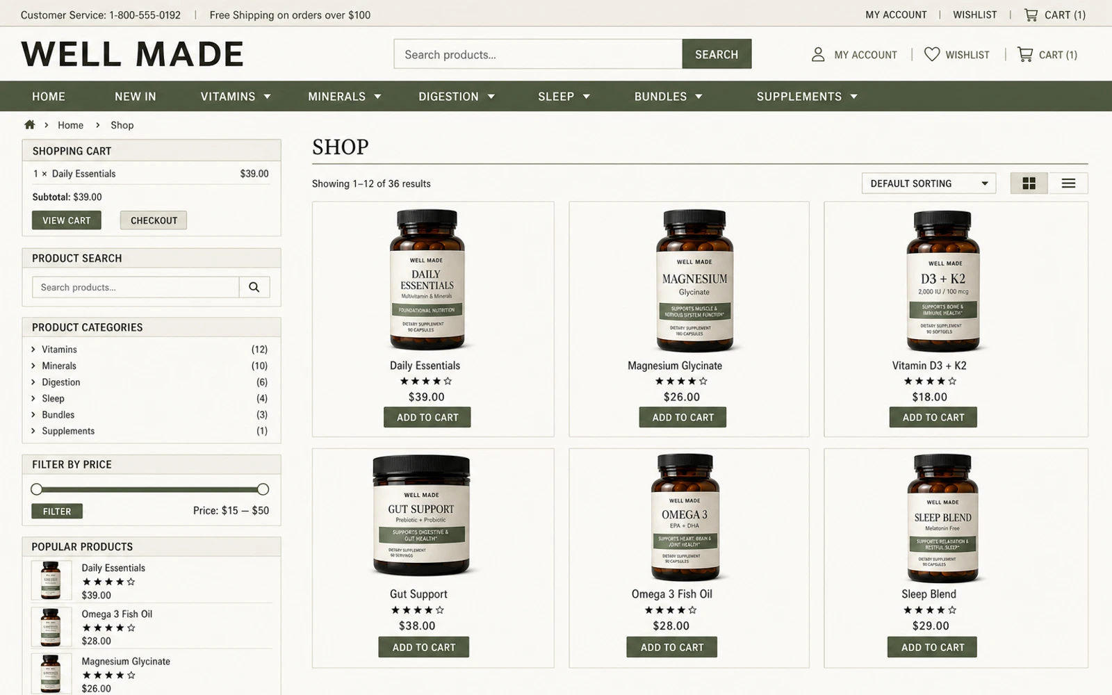Legacy Well Made supplement storefront